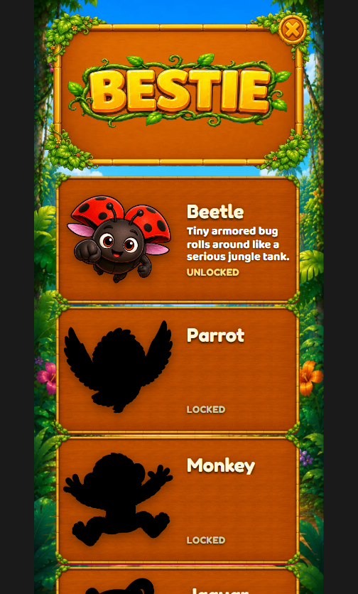 Bestie creature collection screen